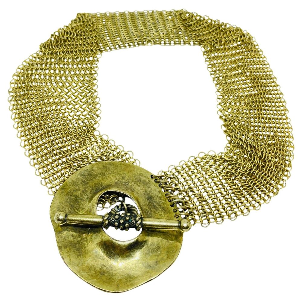 FERRARA signed vintage gold tone chain designer runway necklace